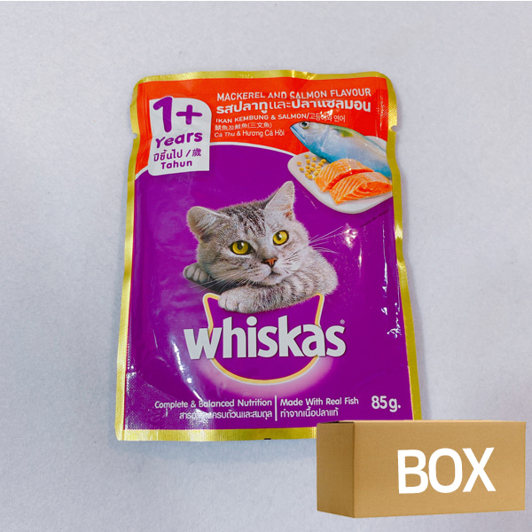 (고양이) 위스카스 고등어와 연어 85g x 24개 1박스