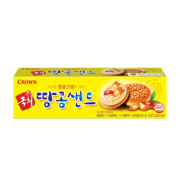 크라운 국희 땅콩 샌드 70g/ 추억의과자 학생간식