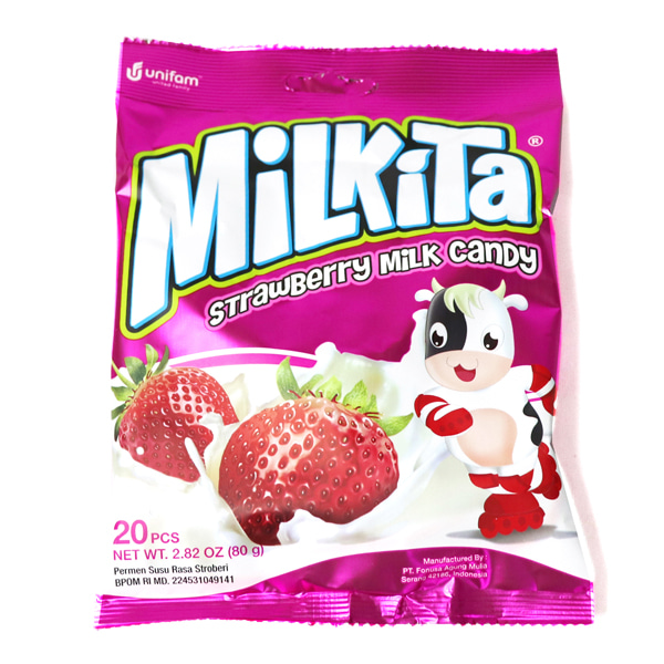 밀키타 스트로베리 밀크캔디 80gX10봉 1곽 / 밀크맛 우유 사탕