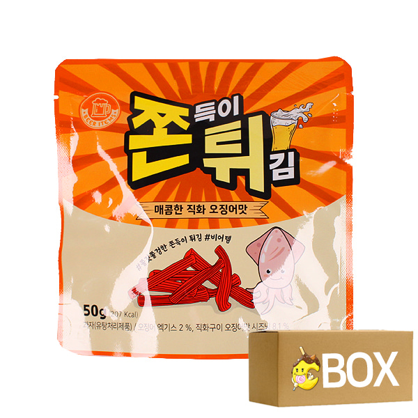 쫀튀 매콤한 직화오징어맛 50g X 24개 1박스 / 쫀드기 쫀디기 튀김