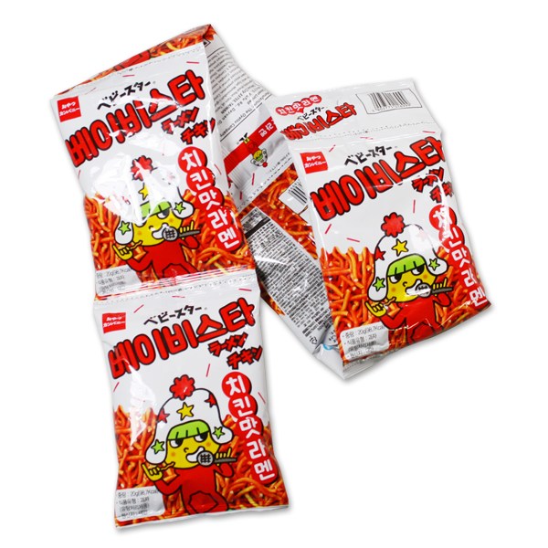 베이비스타 치킨맛 라멘스낵 번들 18gX5봉 1줄 / 라면땅 일본과자 라면스낵