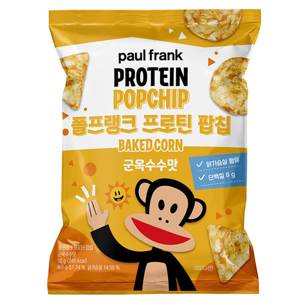 폴프랭크 프로틴팝칩 군옥수수맛 50g(2023-02-23) / 단백질과자 다이어트간식