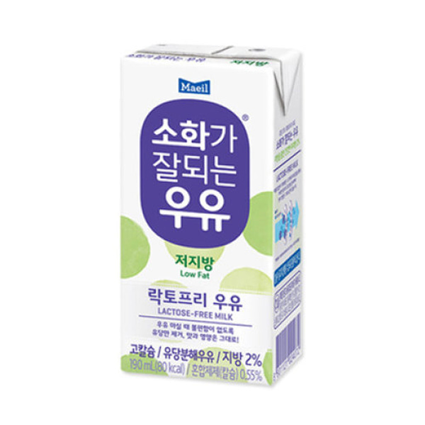 소화가 잘되는 우유 저지방 190ml X 6개 1묶음 / 락토프리 멸균우유