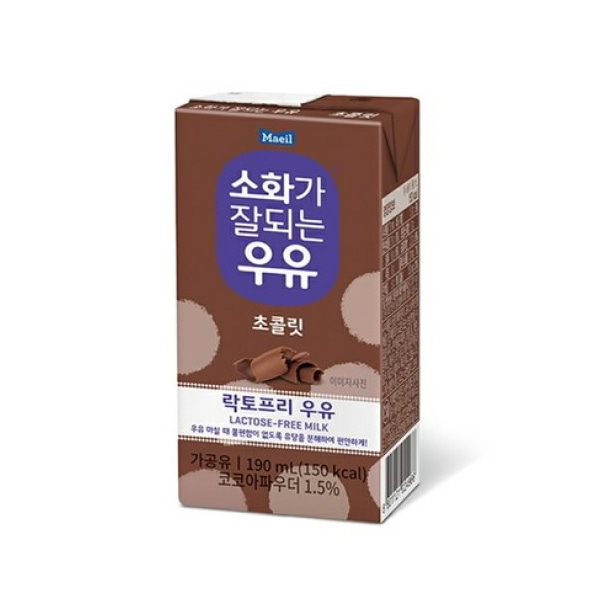 소화가 잘되는 우유 초콜릿 190ml X 6개 1묶음 / 락토프리 멸균우유